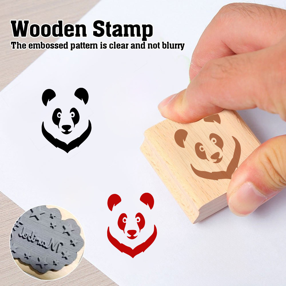 Adorable Cartoon Panda Decorative Wooden Stamp